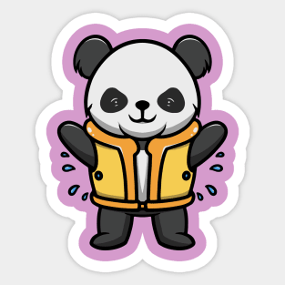 Cute Panda Wearing Lifebelt Sticker